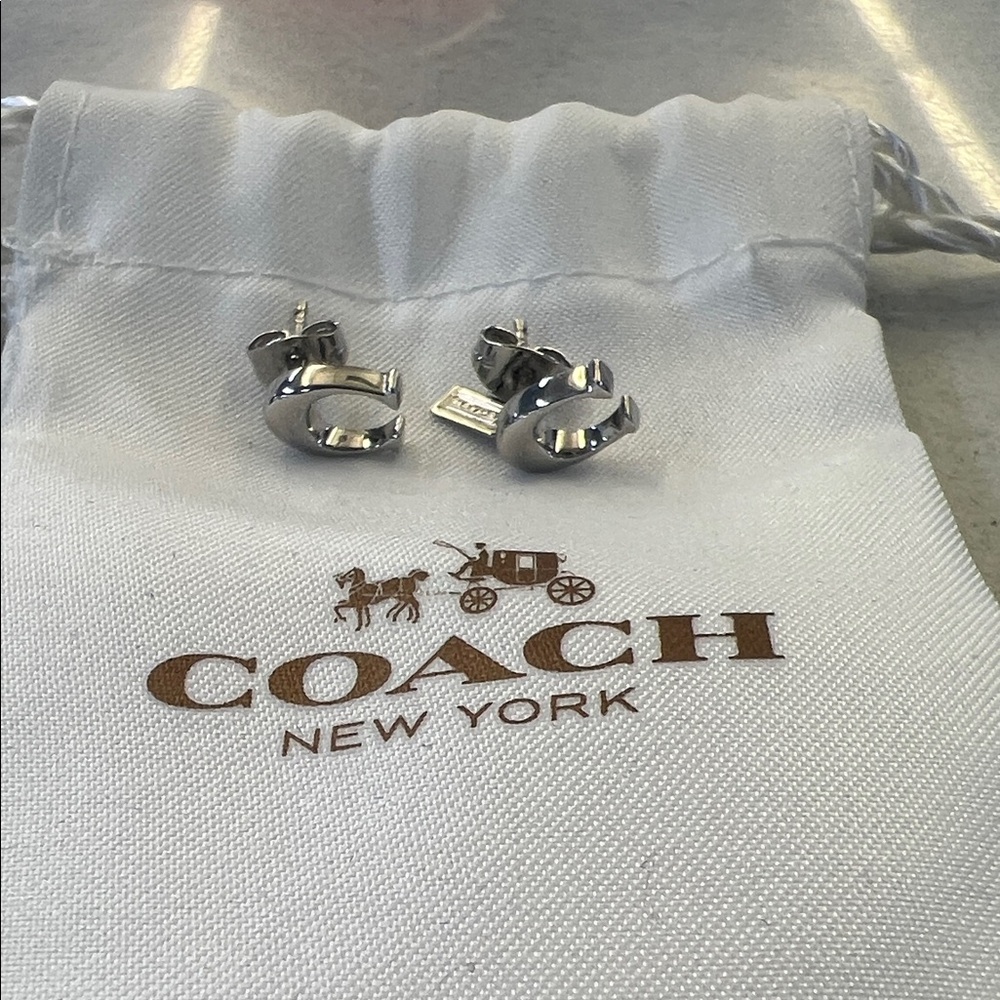 Coach silver “C” earrings